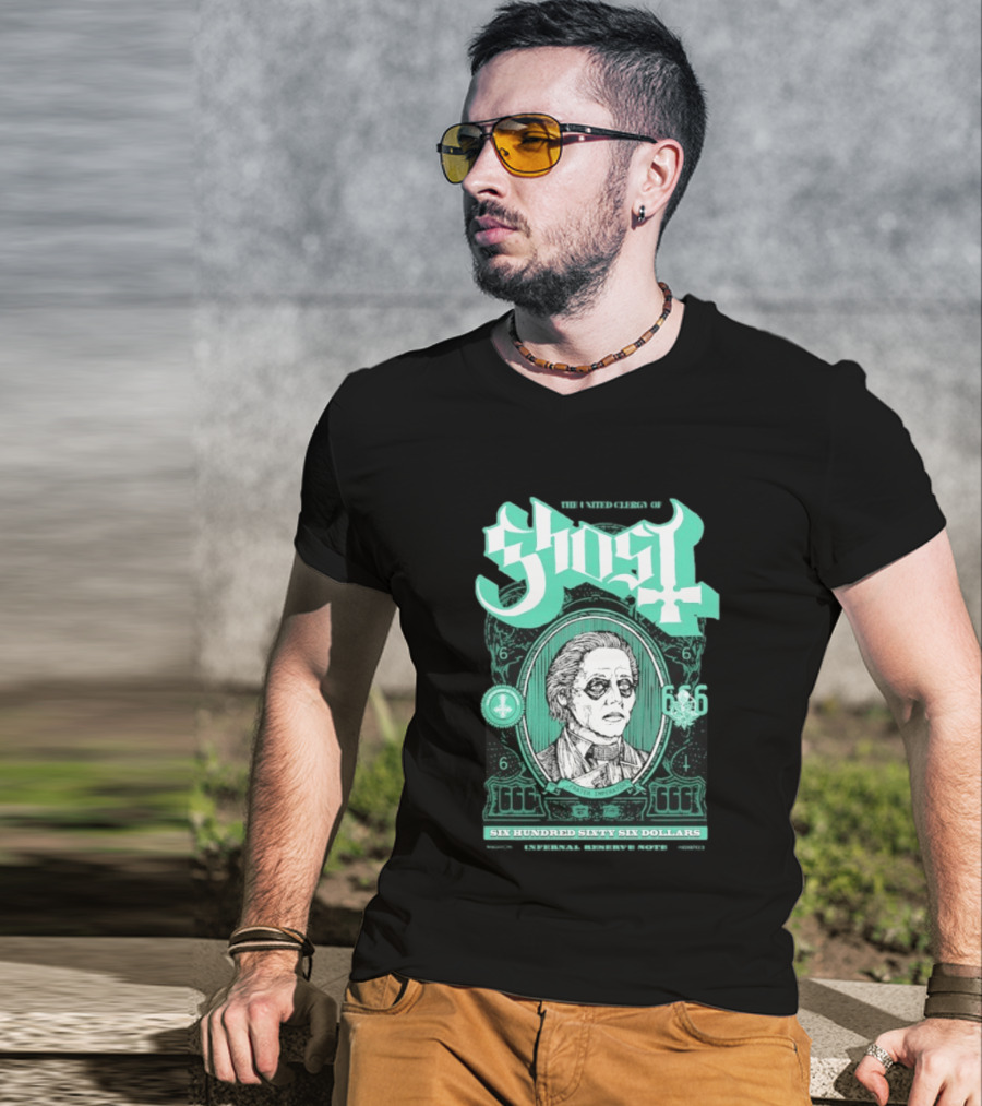 Ghost Six Hundred Sixty Six Dollars Papa Emeritus Spirit Bank Note T-Shirt