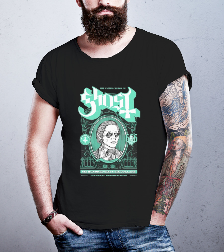 Ghost Six Hundred Sixty Six Dollars Papa Emeritus Spirit Bank Note T-Shirt