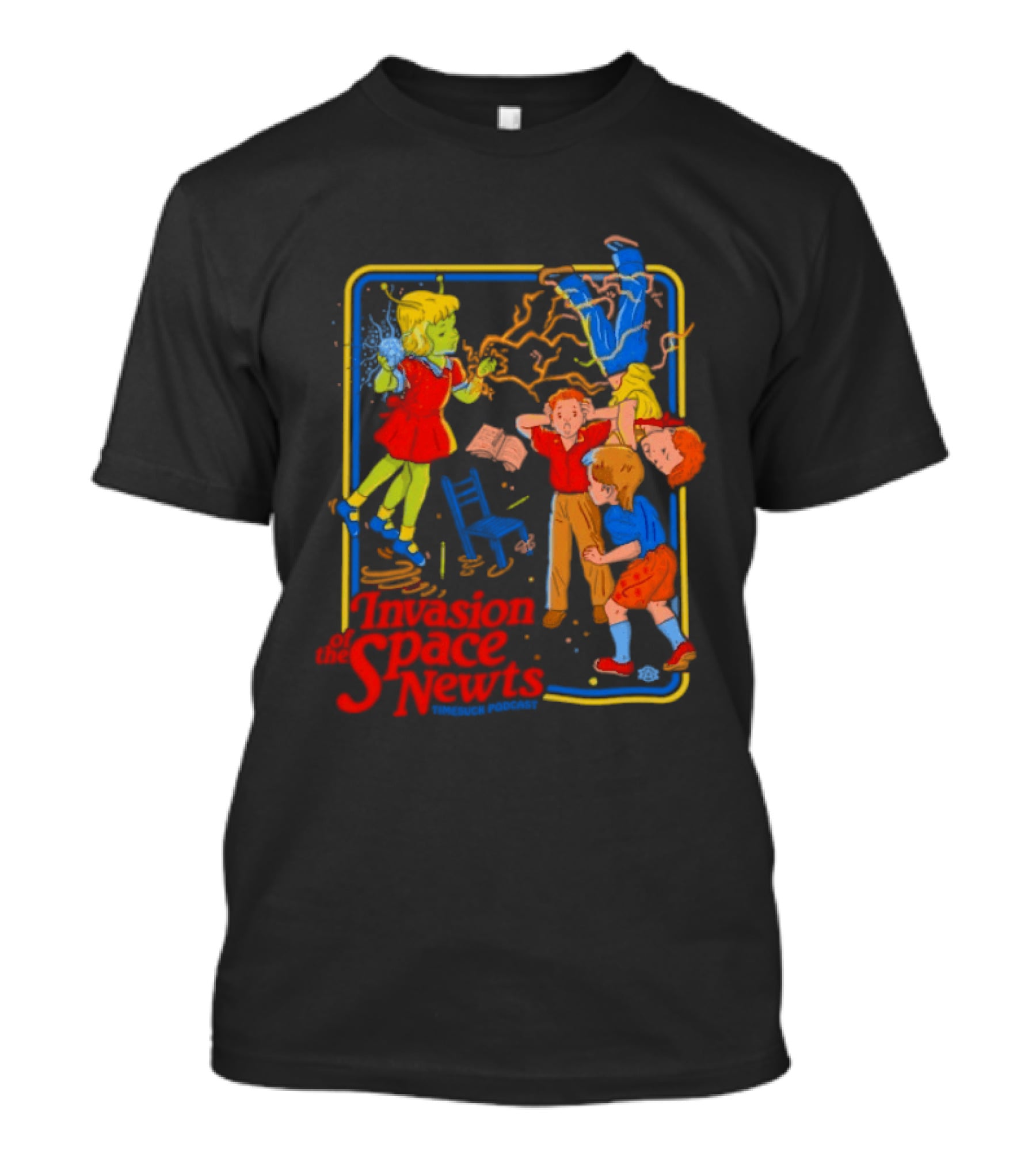 Invasion Of The Space Newts Retro Sci Fi Kids Adventure T-Shirt