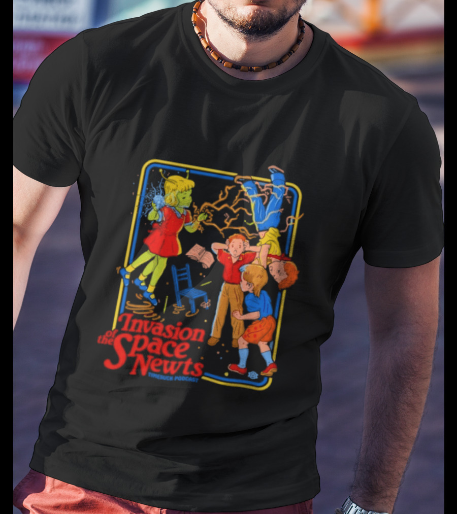 Invasion Of The Space Newts Retro Sci Fi Kids Adventure T-Shirt