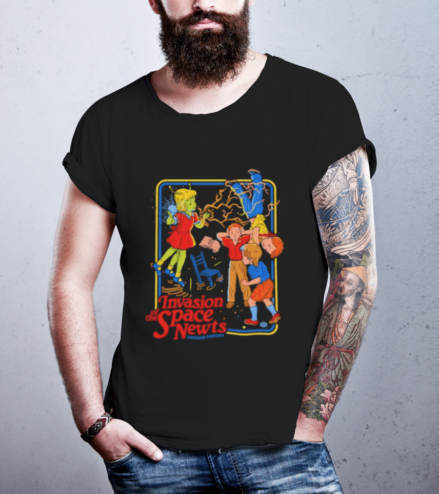 Invasion Of The Space Newts Retro Sci Fi Kids Adventure T-Shirt