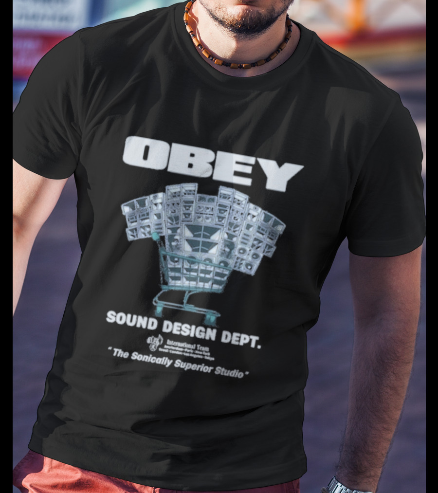 Obey Sound Waves Department Music Shopping Cart Revolution T-Shirt