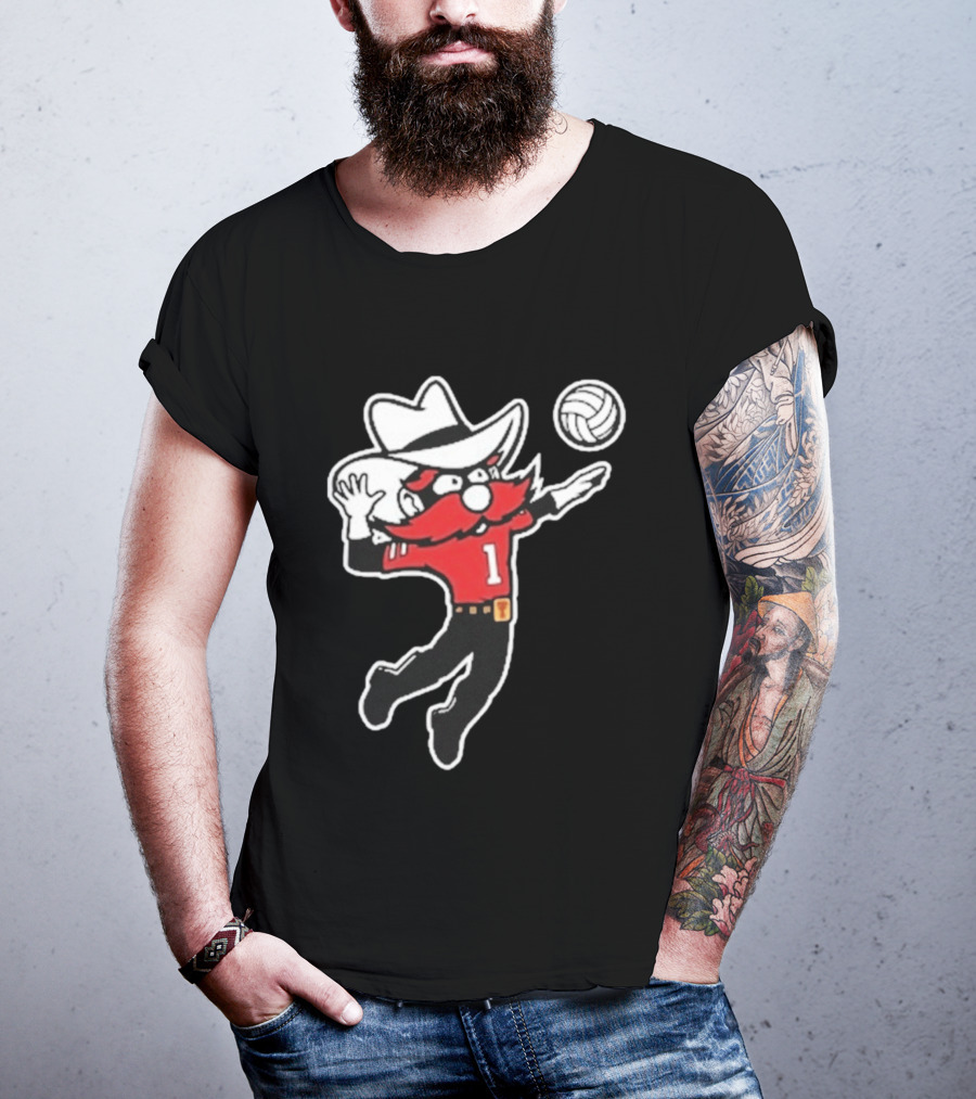 Raider Red Playing Volleyball Action T-Shirt