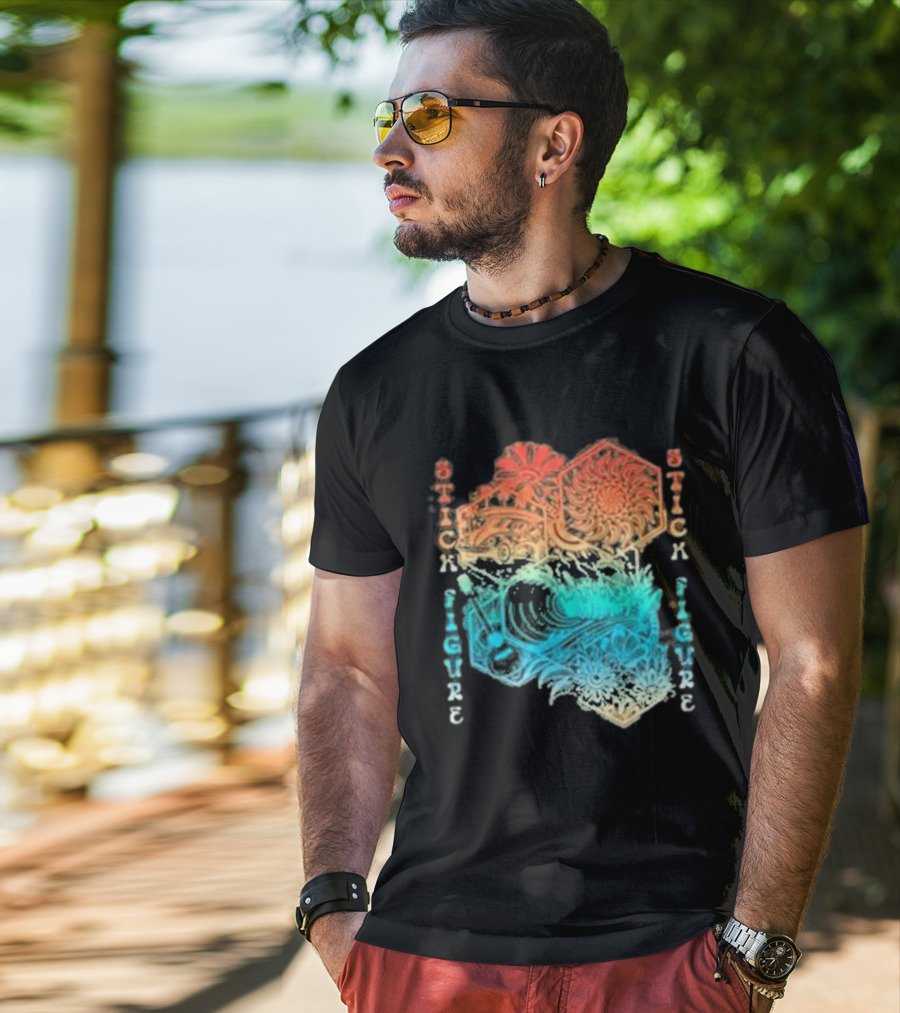 Stick Figure Coastal Cruiser Sun And Waves T-Shirt