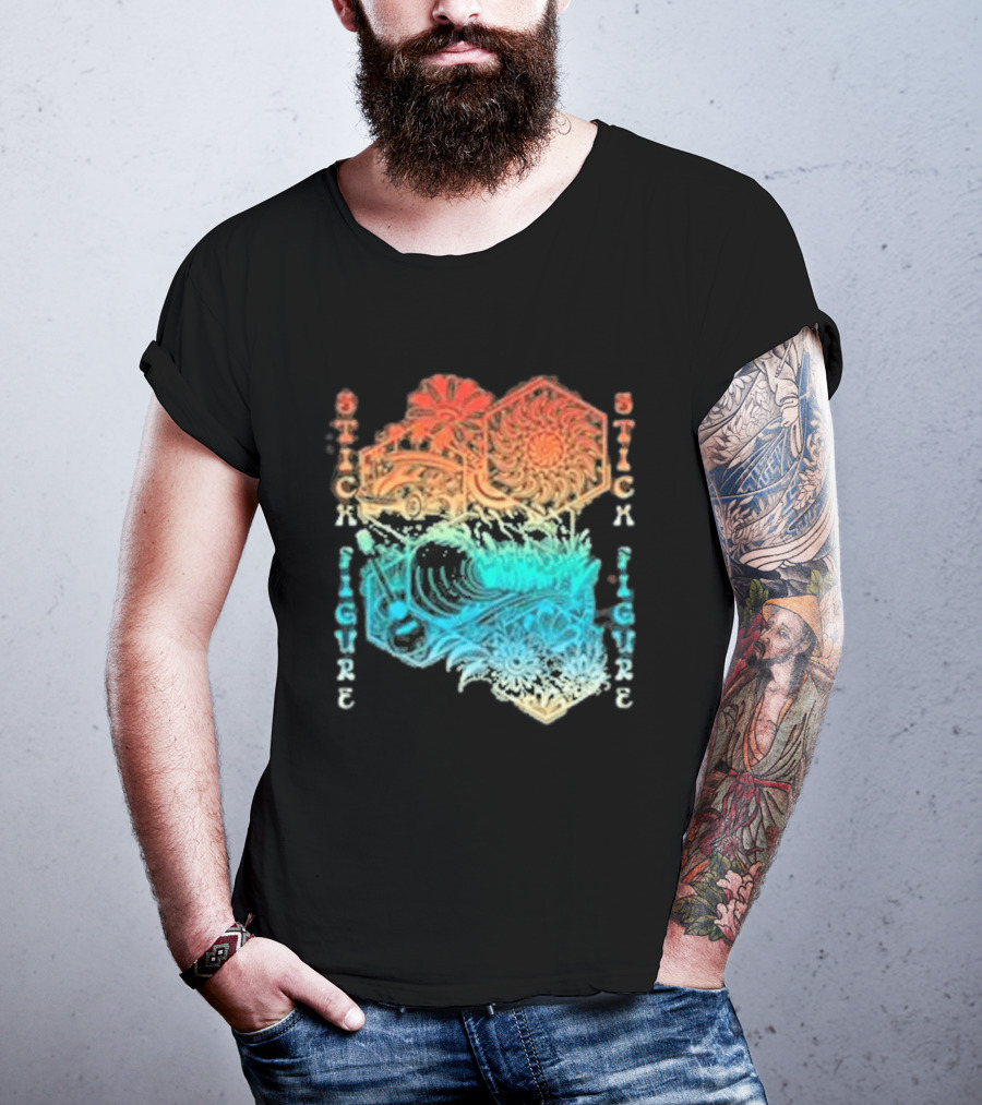 Stick Figure Coastal Cruiser Sun And Waves T-Shirt