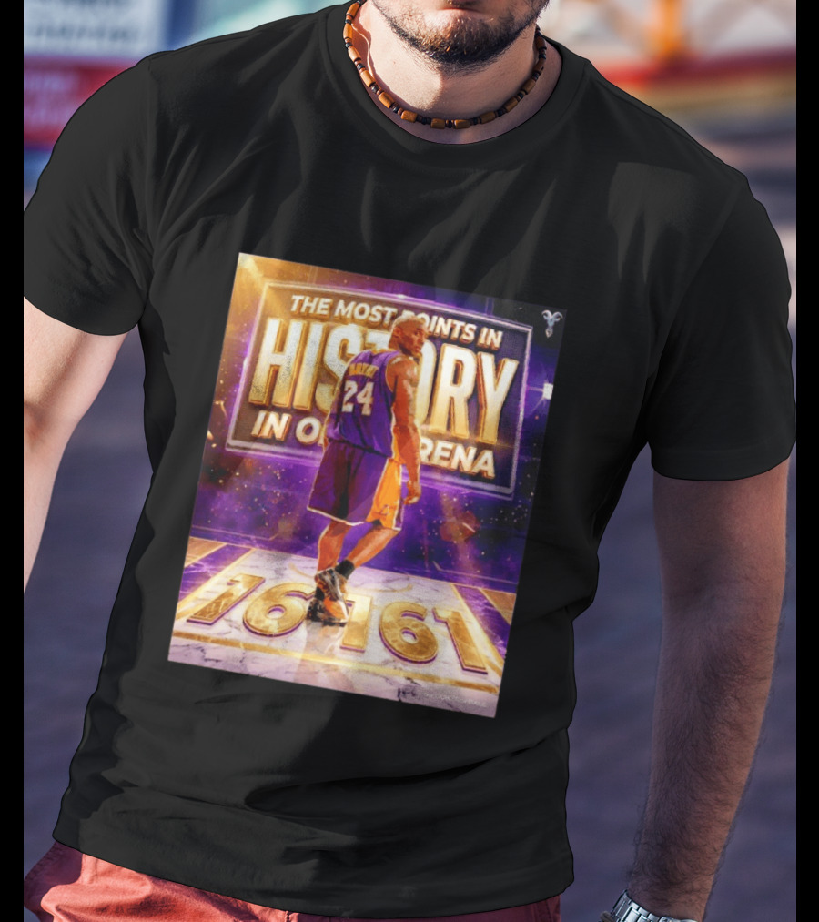 The Most Points In History Kobe Bryant Los Angeles Lakers 16161 Arena T-Shirt