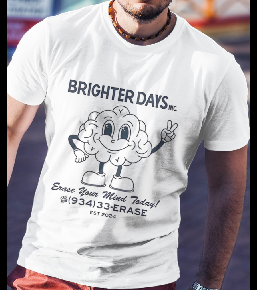 BRIGHTER DAYS Erase Your Mind Today Brain Peace Illustration Established 2020 T-Shirt