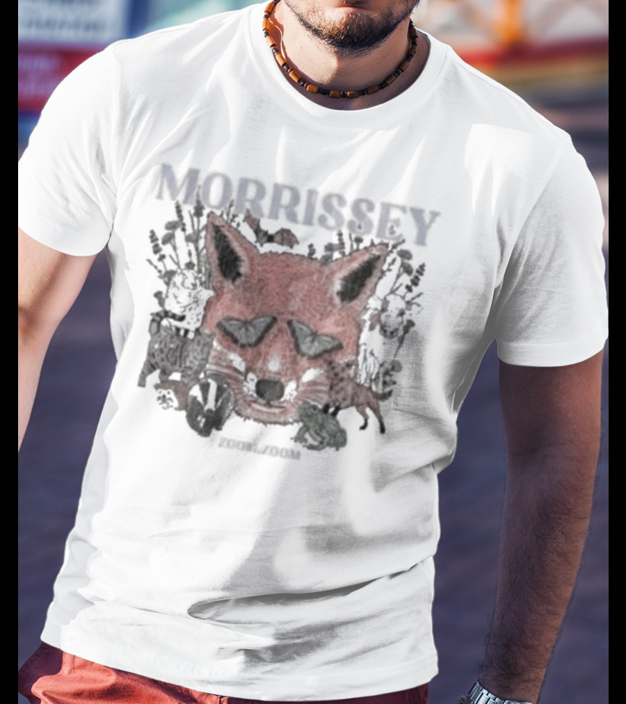 Morrissey Red Fox Face Floral Background Mporium Zoom T-Shirt