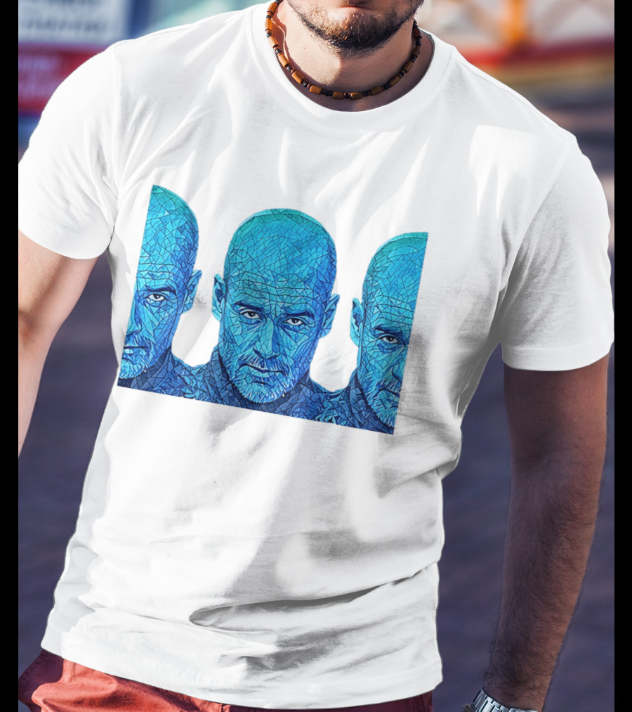 Manchester City FC Pep Guardiola Mosaic Style Blue T-Shirt