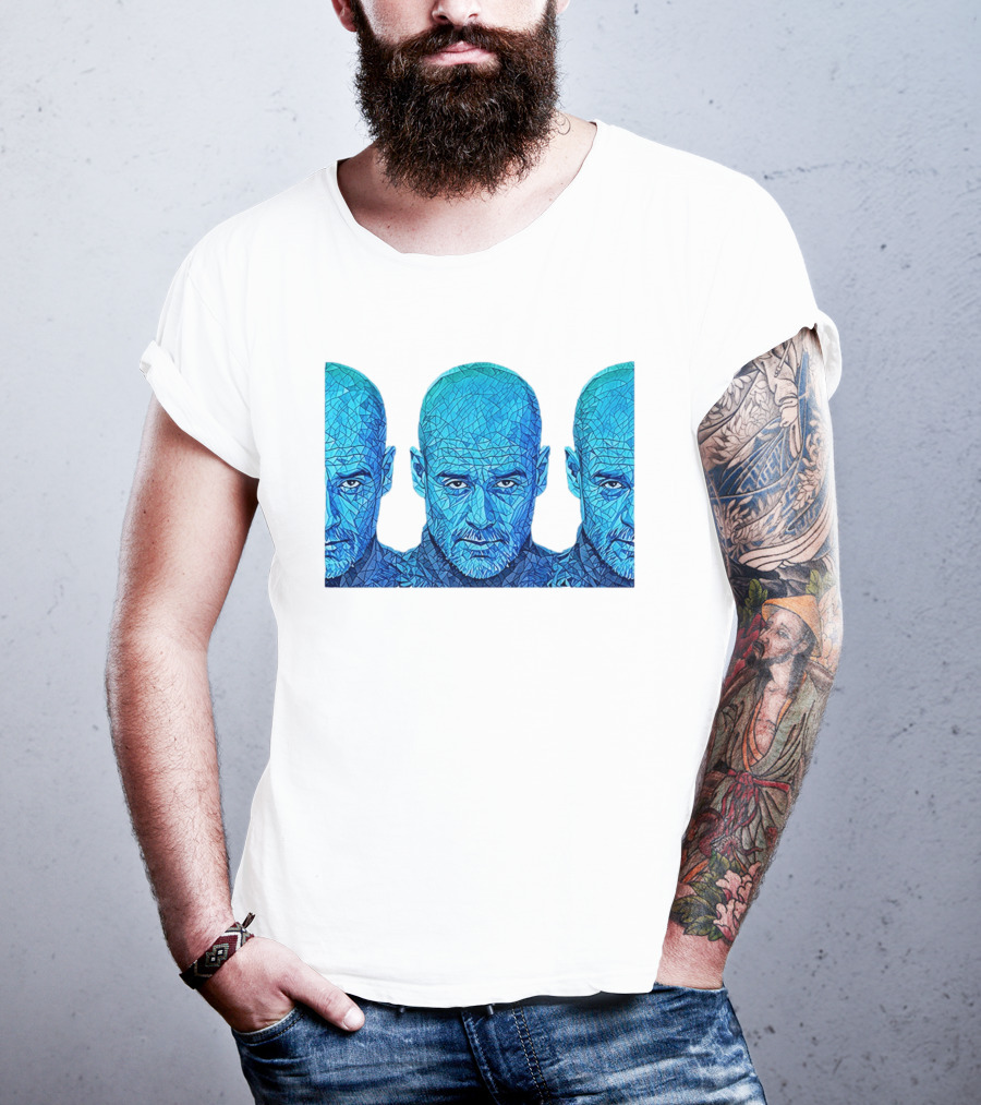 Manchester City FC Pep Guardiola Mosaic Style Blue T-Shirt
