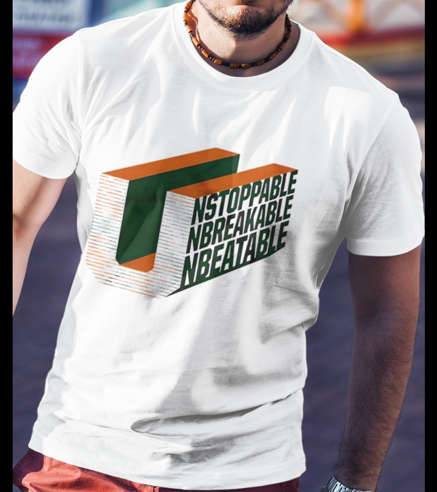 Unstoppable Unbreakable Unbeatable Bold 3D Text Optical Illusion T-Shirt