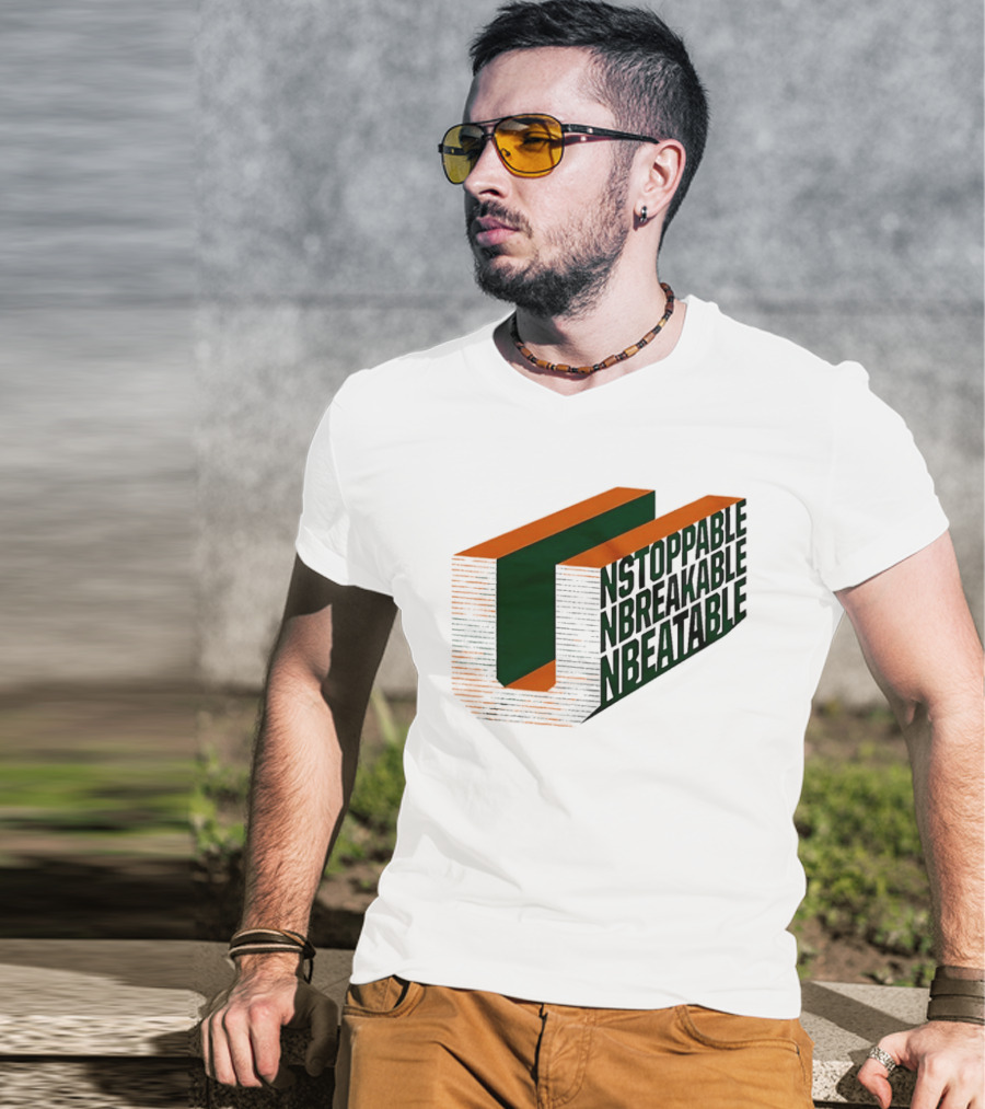 Unstoppable Unbreakable Unbeatable Bold 3D Text Optical Illusion T-Shirt