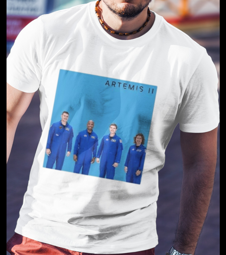 NASA Artemis II Crew Astronauts In Blue Flight Suits Mission Patch T-Shirt