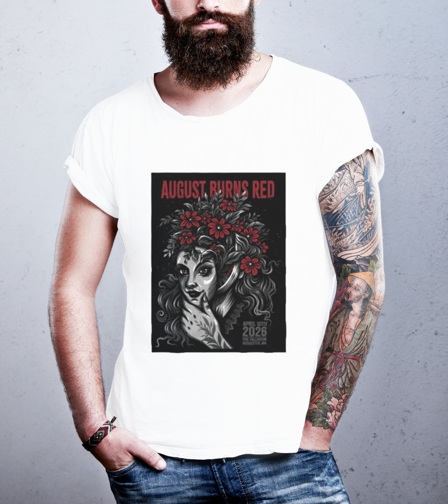 August Burns Red Concert April 10 2026 The Palladium Worcester MA Floral Headpiece T-Shirt
