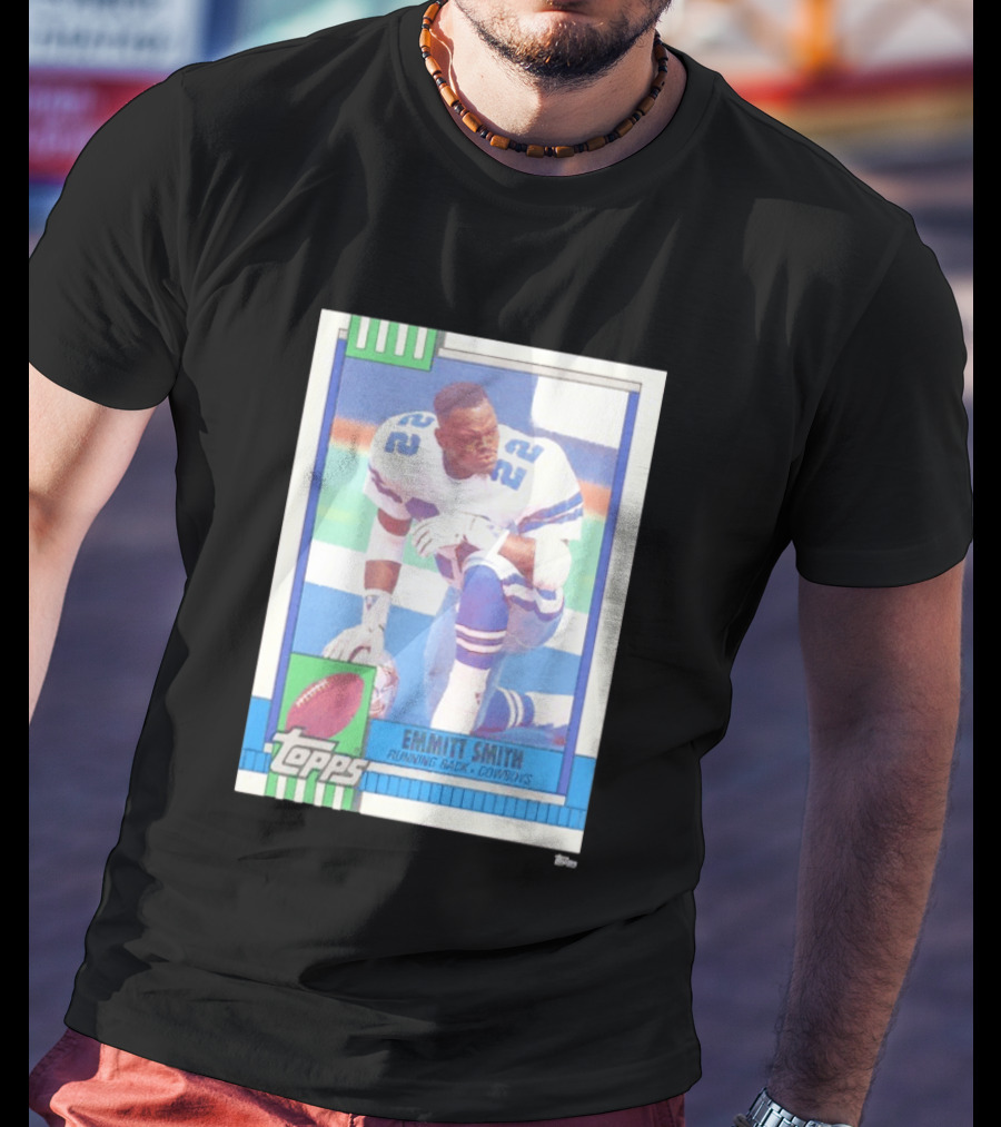Emmitt Smith Topps Trading Card Running Back Cowboys Football Player T-Shirt