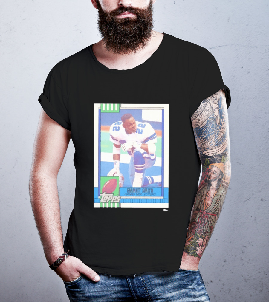 Emmitt Smith Topps Trading Card Running Back Cowboys Football Player T-Shirt