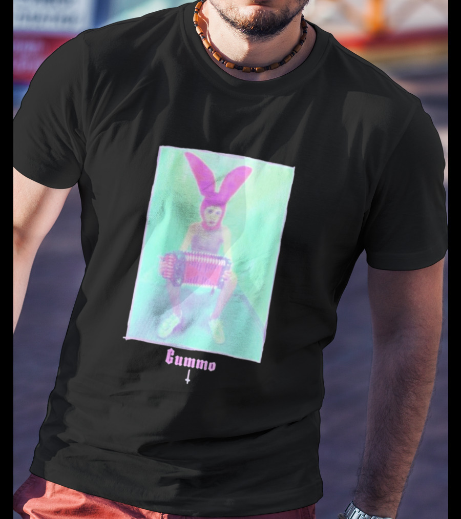 Gummo Bunny With Accordion And Pink Ears T-Shirt