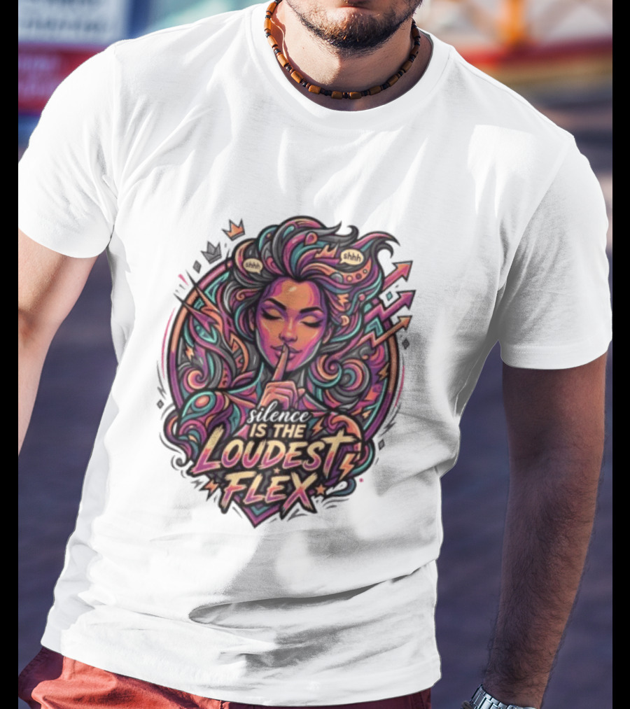 Shhh Silence Is The Loudest Flex Zen Art Nouveau Aesthetic T-Shirt