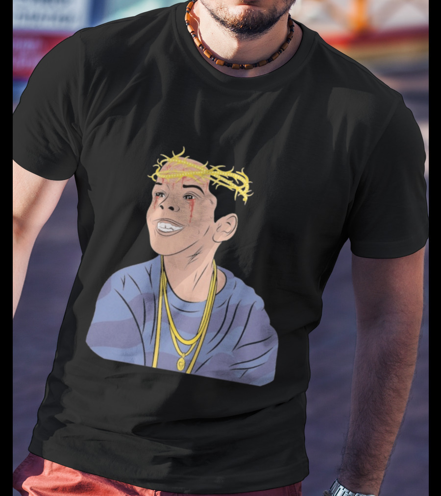Flygod 10 Year Anniversary Unique Graphic With Golden Crown And Tearful Smile T-Shirt