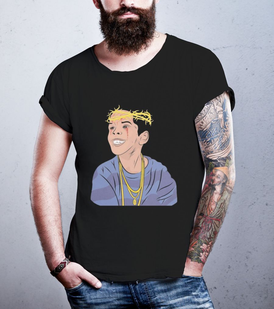 Flygod 10 Year Anniversary Unique Graphic With Golden Crown And Tearful Smile T-Shirt