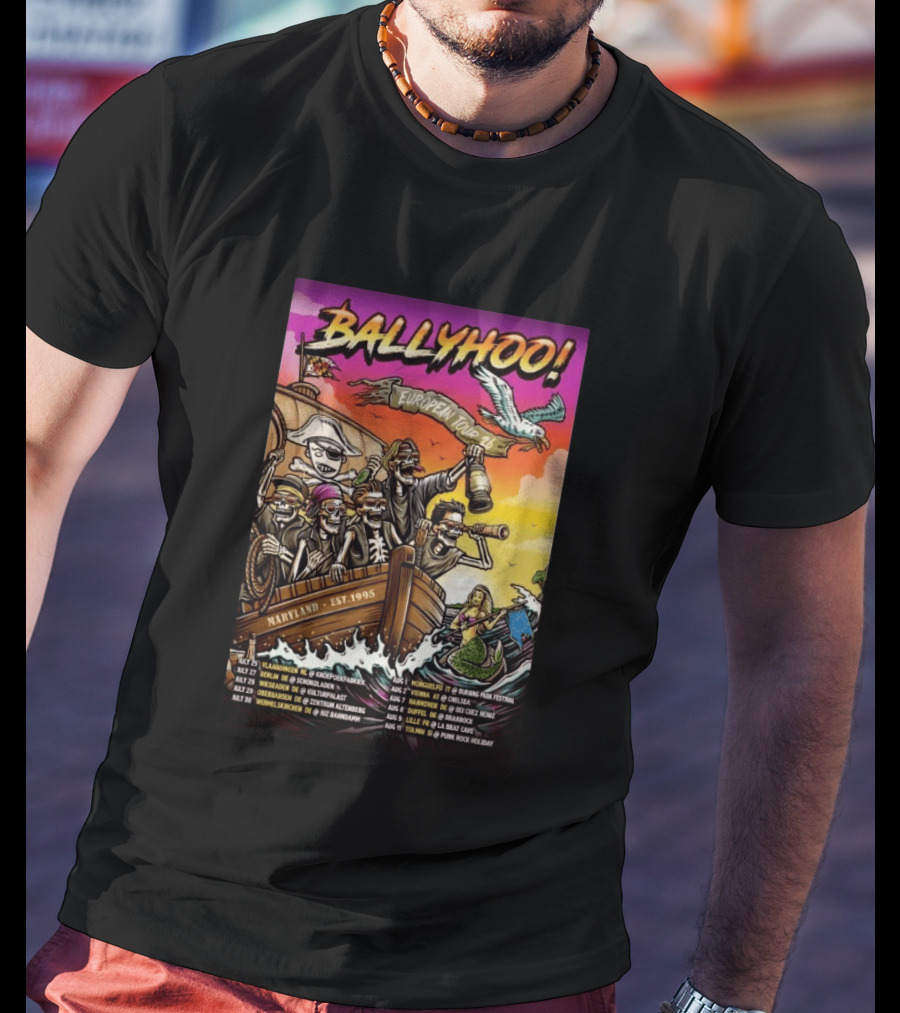 Ballyhoo European Tour 2026 Pirates Maryland Est 1995 T-Shirt