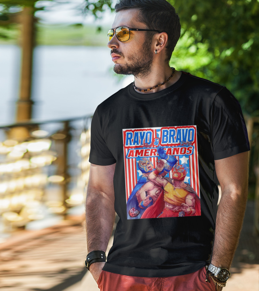 Rayo And Bravo Red Blue Americanos Wrestling Fan Favorite T-Shirt