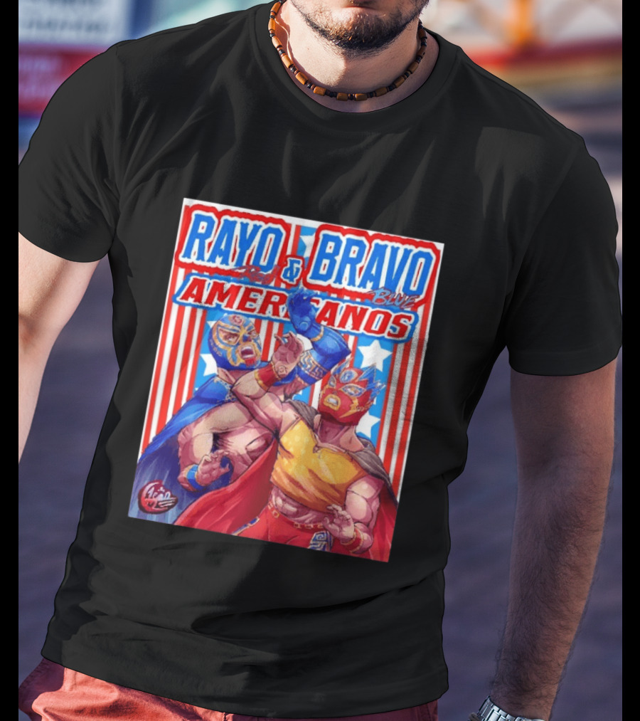 Rayo And Bravo Red Blue Americanos Wrestling Fan Favorite T-Shirt