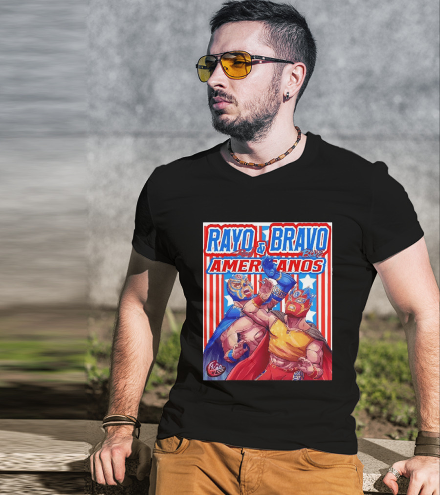Rayo And Bravo Red Blue Americanos Wrestling Fan Favorite T-Shirt