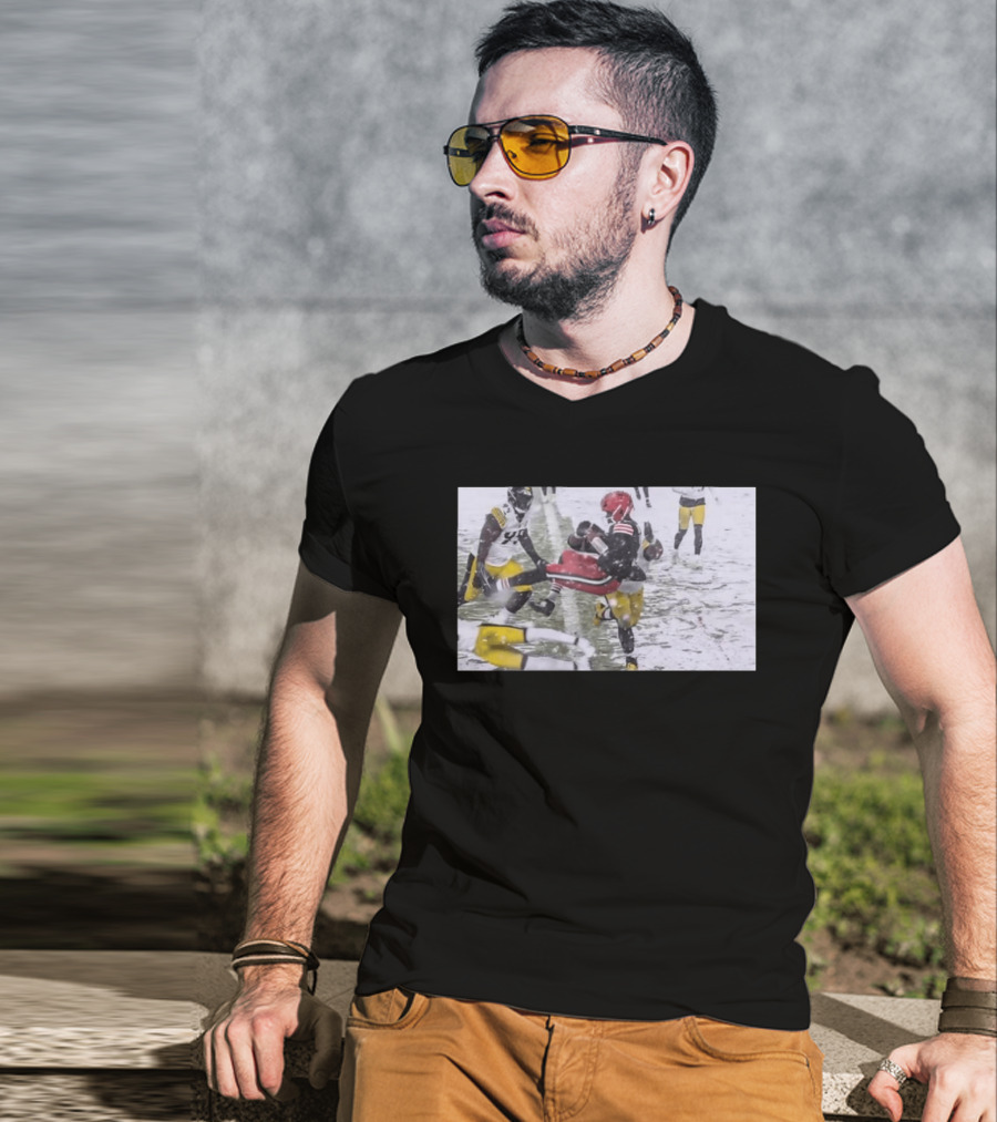 Jameis Winston Cleveland Browns Snow Game Touchdown Action T-Shirt
