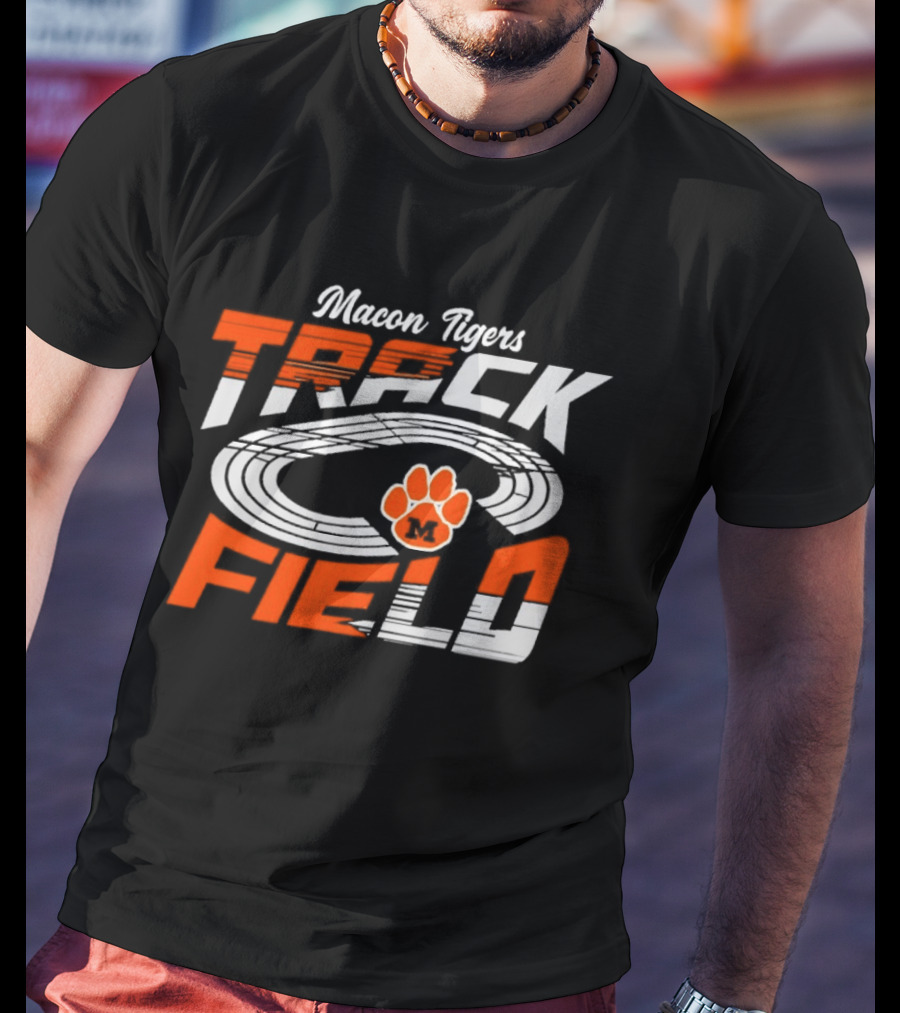 Macon Tigers Track And Field With Orange Paw Print T-Shirt