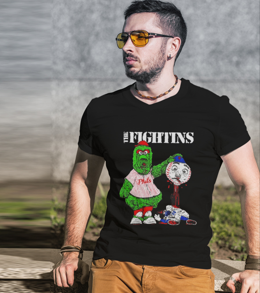 The Fightins Phillie Phanatic Philadelphia Phillies Holding Mr. Met T-Shirt