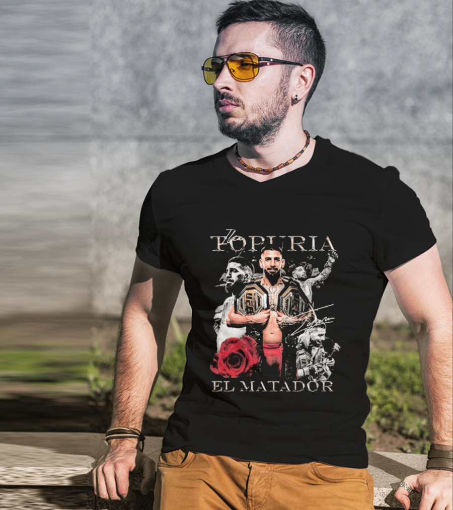 Topuria El Matador Ilia UFC Fighter With Championship Belt Concept T-Shirt