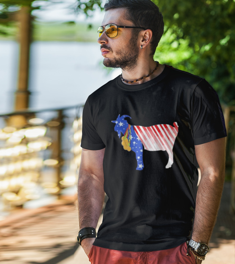 USA GOAT Stars Stripes Olympic Medals T-Shirt