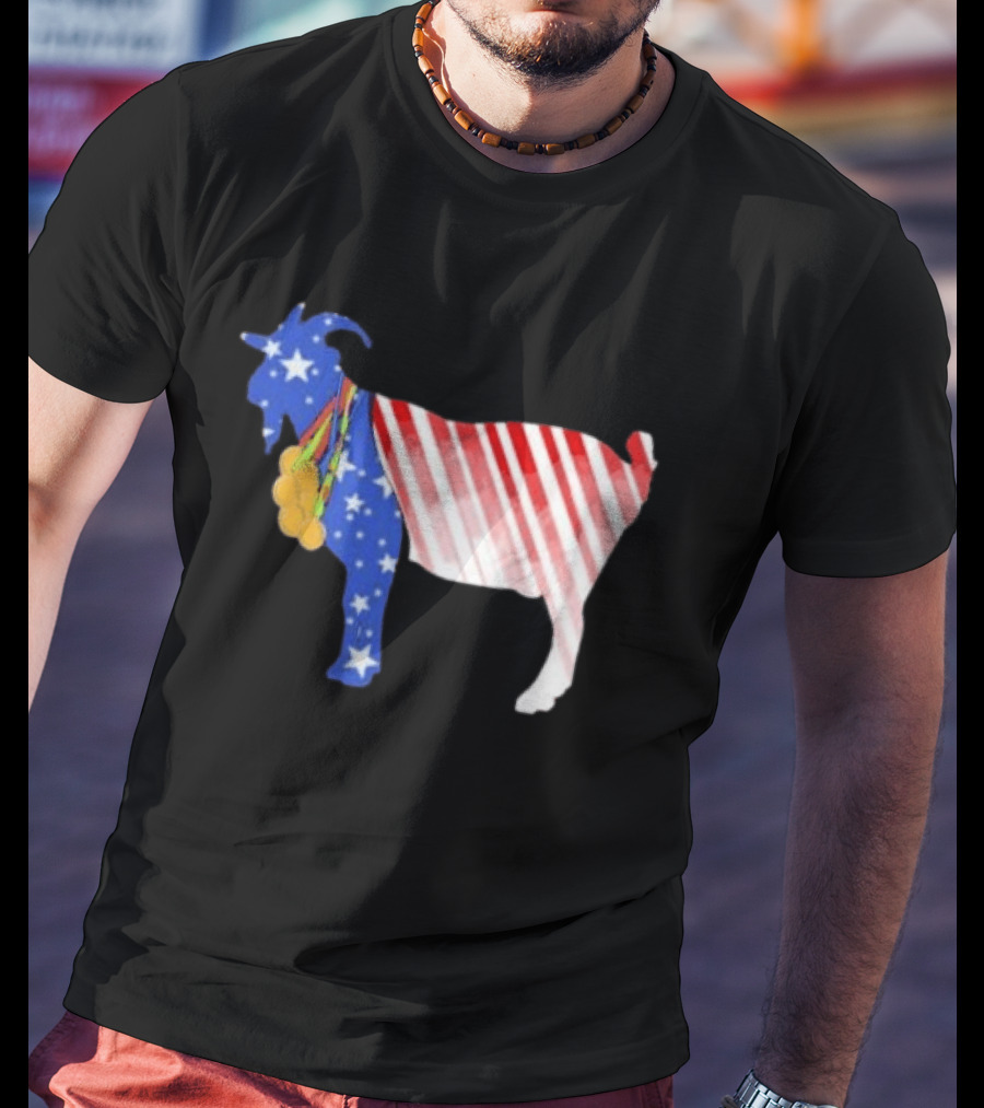 USA GOAT Stars Stripes Olympic Medals T-Shirt