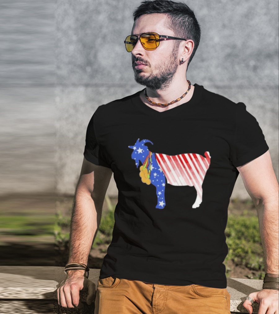 USA GOAT Stars Stripes Olympic Medals T-Shirt