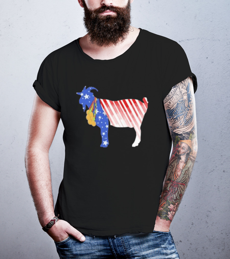 USA GOAT Stars Stripes Olympic Medals T-Shirt