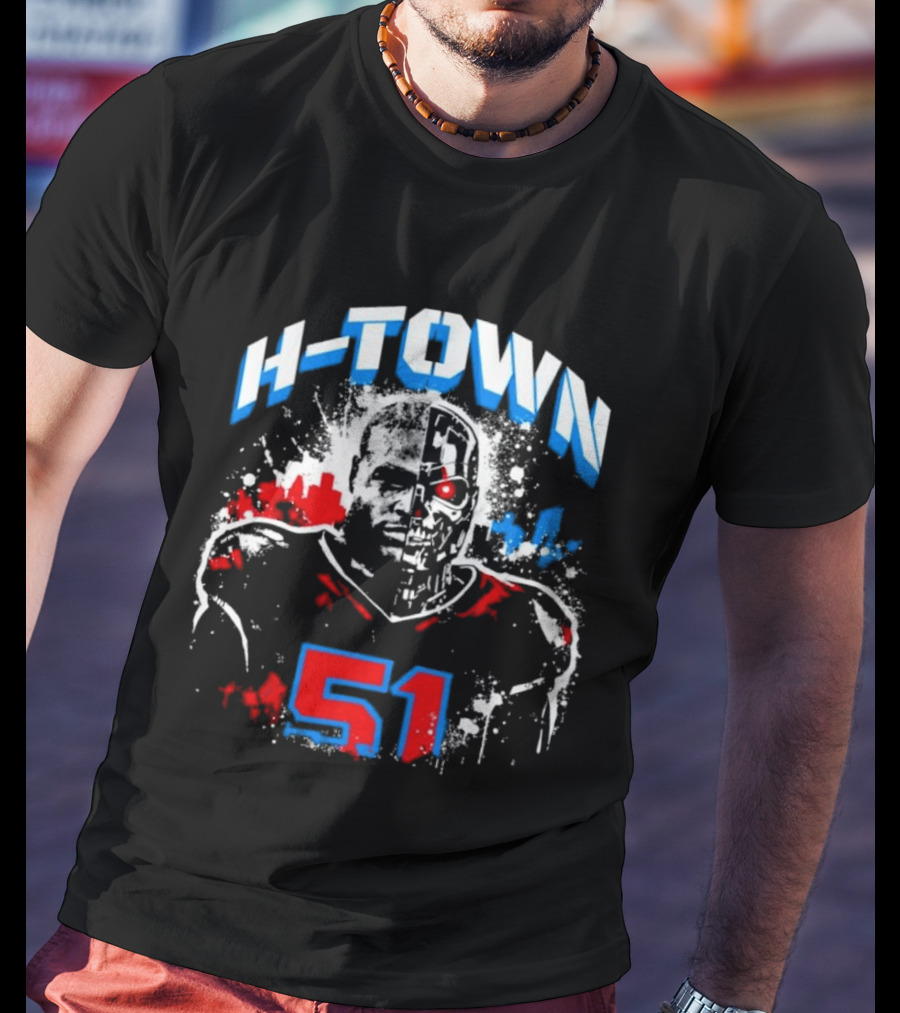 Will Anderson Jr. Number 51 Houston Texans H Town Skyline T-Shirt