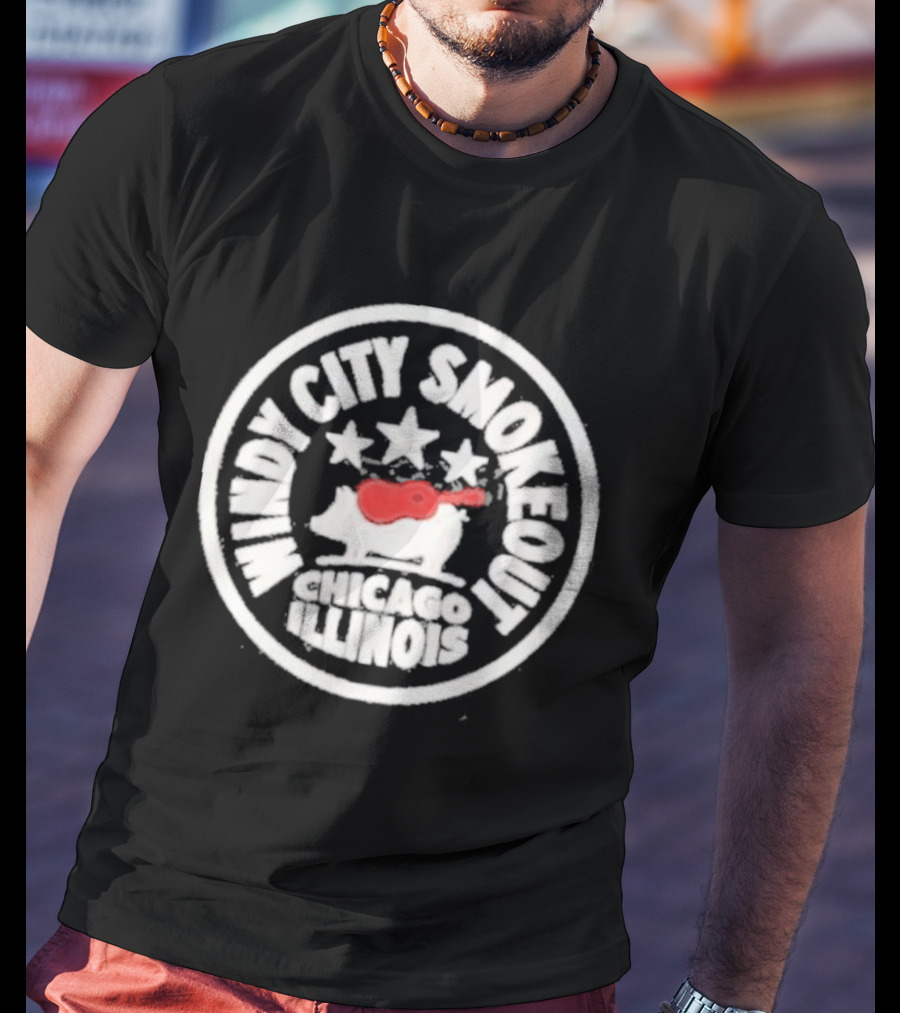 Windy City Smokeout Chicago Illinois Pig Guitar Stars T-Shirt