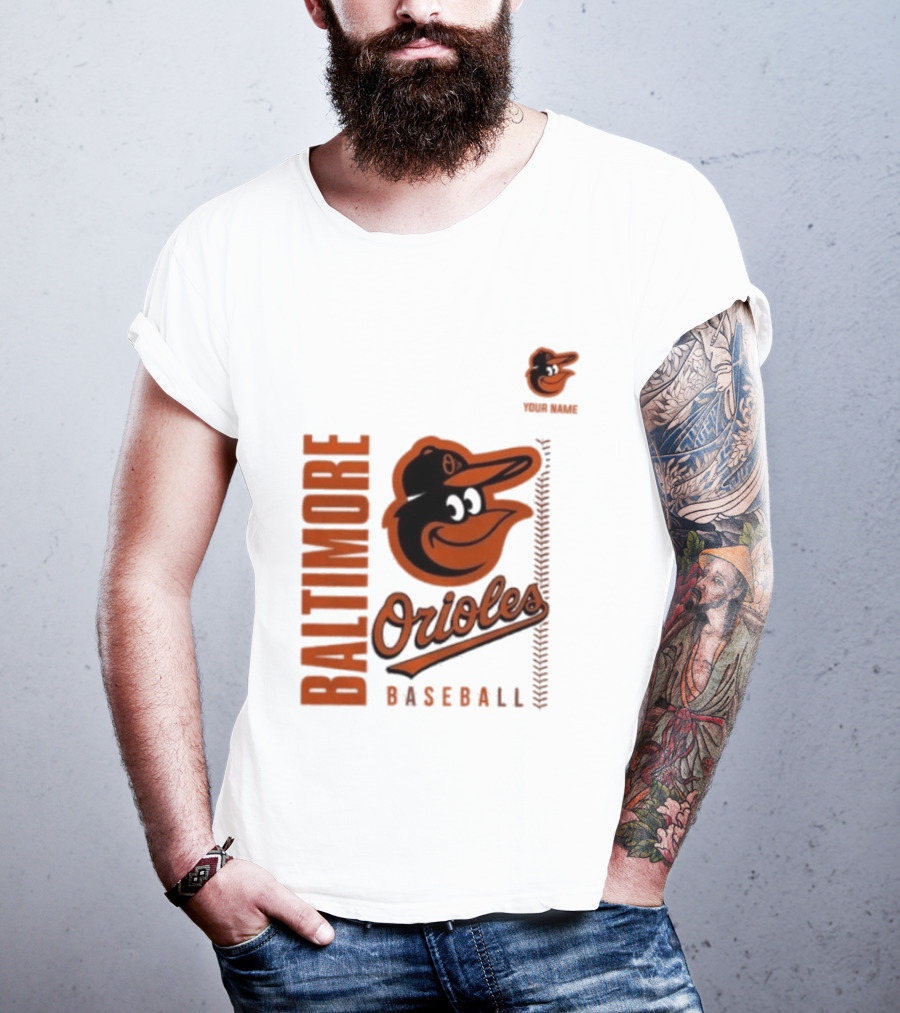Baltimore Orioles Baseball Team Logo With Mascot Bird T-Shirt