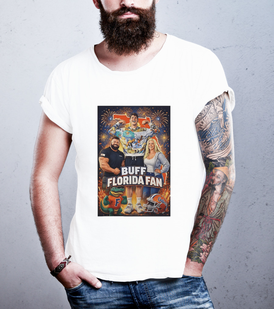 Buff Florida Fan Florida Gators F Mascot Football Helmet Fireworks T-Shirt