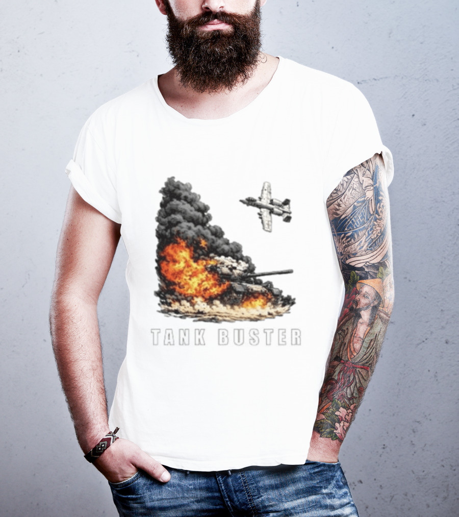 Tank Buster Explosion Fighter Plane Attack T-Shirt