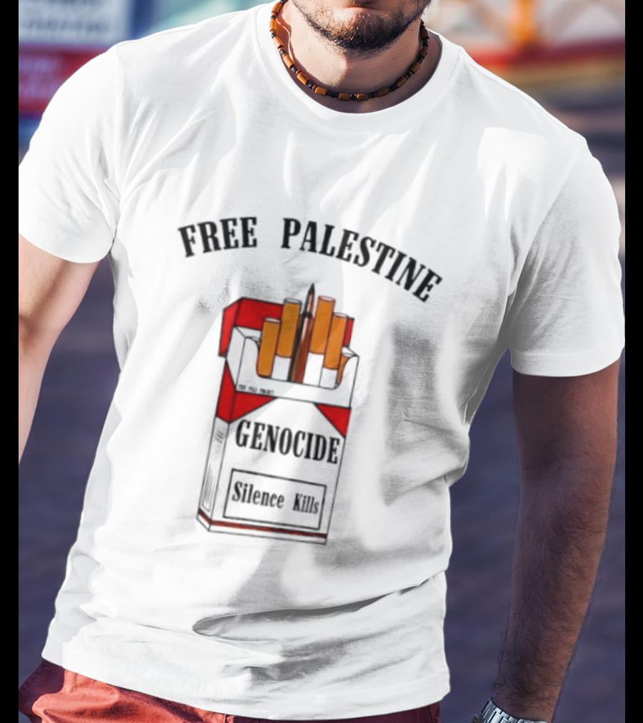 Free Palestine Genocide Silence Kills Cigarette Pack T-Shirt