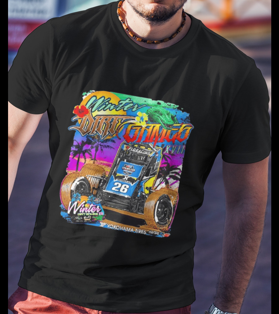 Winter Dirt Games XVII Sprint Car Yokohama Tires FloRacing 26 Tropical T-Shirt