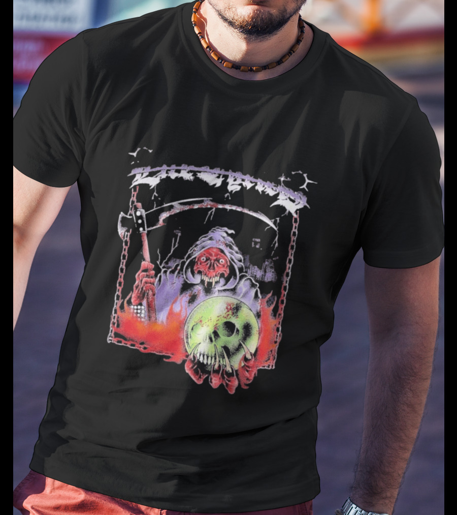 Life Cycles Skeleton Grim Reaper Holding Skull With Scythe Medieval Gothic T-Shirt