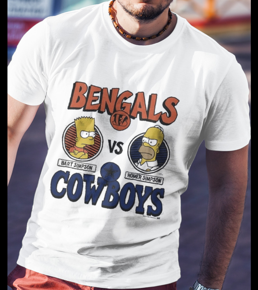 Bengals Vs Cowboys Bart Simpson Homer Simpson T-Shirt