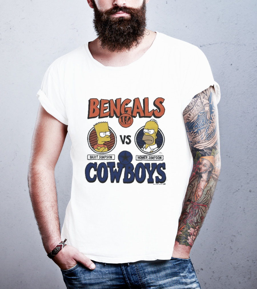 Bengals Vs Cowboys Bart Simpson Homer Simpson T-Shirt