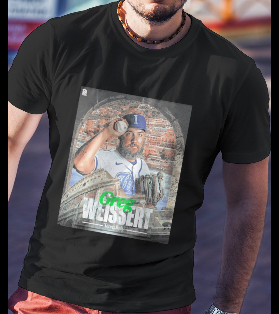 Greg Weissert Italy Pitcher Blue Colosseum Baseball Player T-Shirt