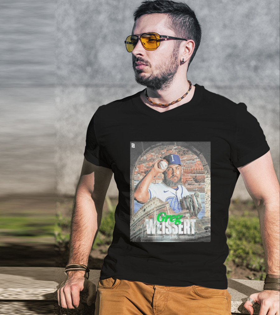 Greg Weissert Italy Pitcher Blue Colosseum Baseball Player T-Shirt