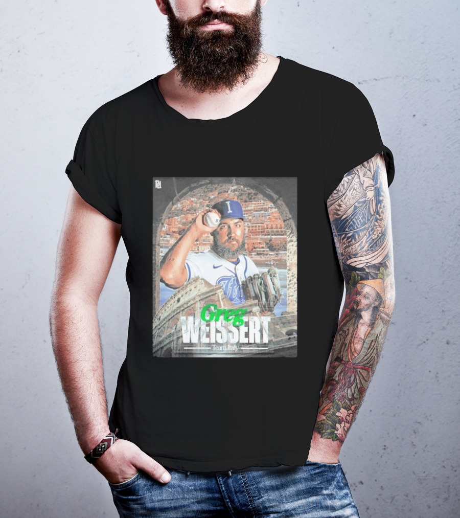 Greg Weissert Italy Pitcher Blue Colosseum Baseball Player T-Shirt