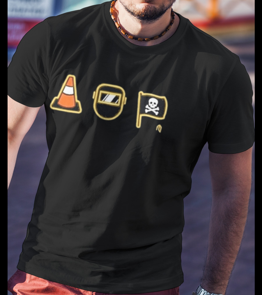 2026 Pirates Traffic Cone Welding Skull Flag T-Shirt